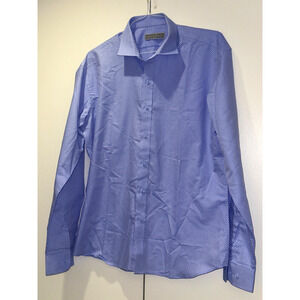 Emporium Armani Dress Shirt Mens Blue Geometric Pattern Button Up Long Sleeve